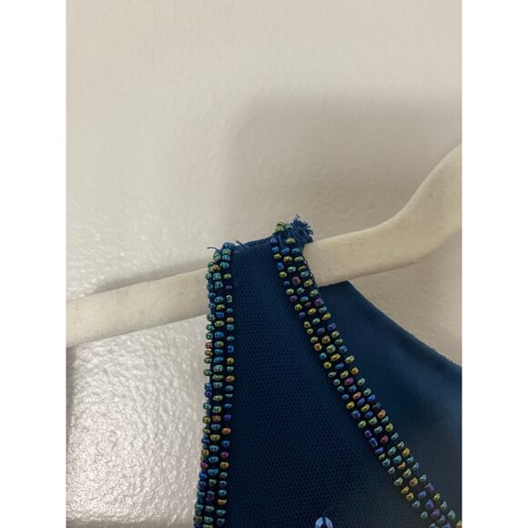 ADRIANNA PAPELL DRESS 8 BLUE COCKTAIL PARTY FESTIVE HOLIDAYS - Picture 13 of 16